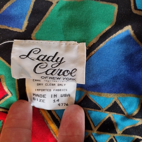 Lady Carol Of New York Vintage Geometric Open Front Blazer Jacket Size 14 - Picture 7 of 10